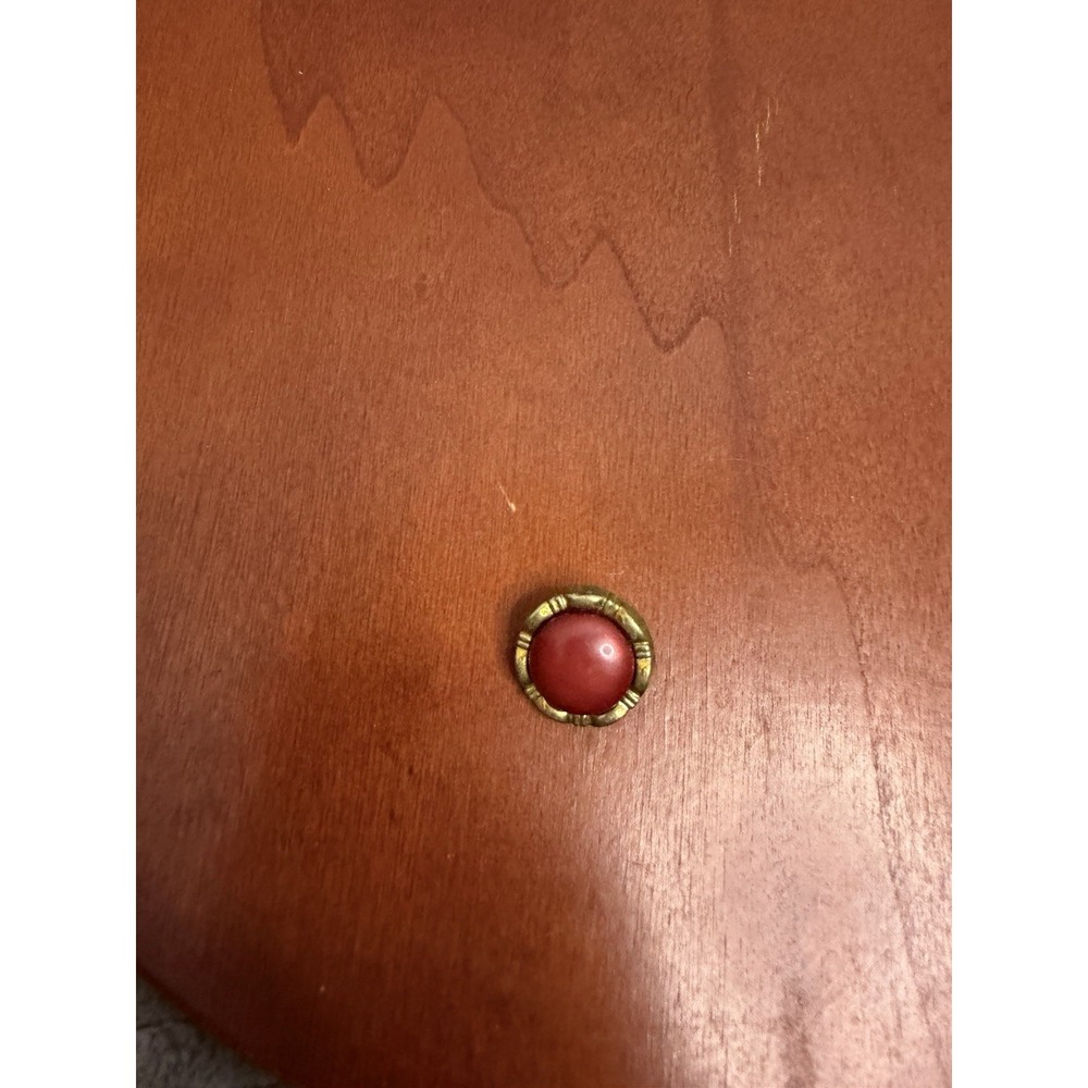 Vintage Gold Toned Red Center Button